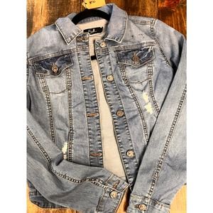 Upcycled ACDC Jean Jacket Size Small